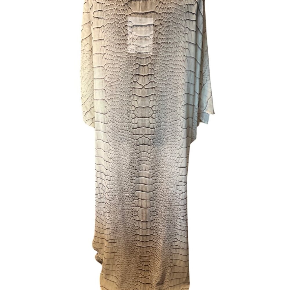 Ramona Larue Erte Kaftan Alligator Print Chiffon Kimono Designer Cocoon Wrap - Picture 5 of 9